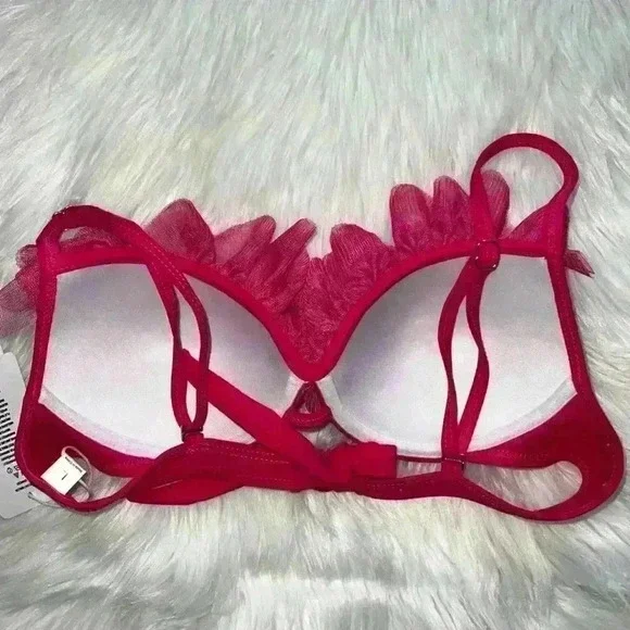 Brazilian Bikini Ruffle Embellished Bikini Top Large NWT - Picture 4 of 7